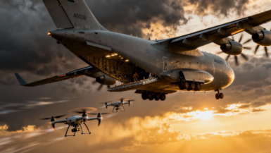 Des drones largués par un A400M Atlas, une avancée qui intrigue la Défense française